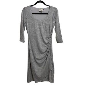 Janet Chung Gray Ruched Knit Dress